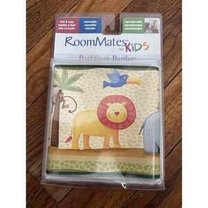 Peel Stick Border Baby Kids Wall Decal Border Lion Monkey Elephant Zebra Jungle